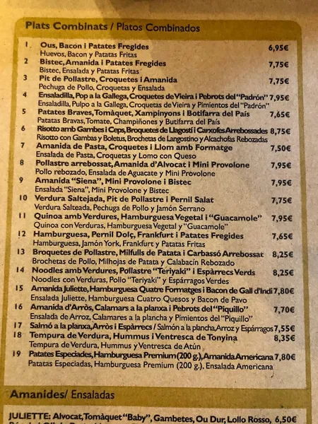 menu 2 of Konig Barcelona Born