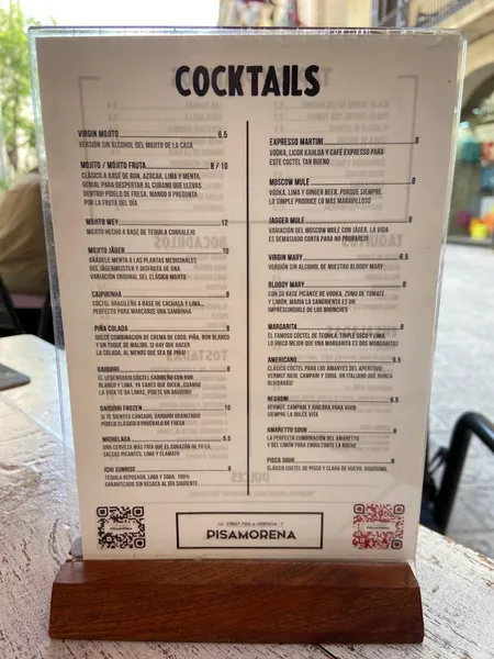 menu 2 of Pisamorena