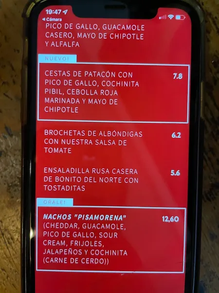 menu 1 of Pisamorena
