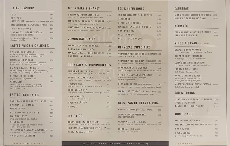 menu 2 of Alsur Café & Backdoor Bar