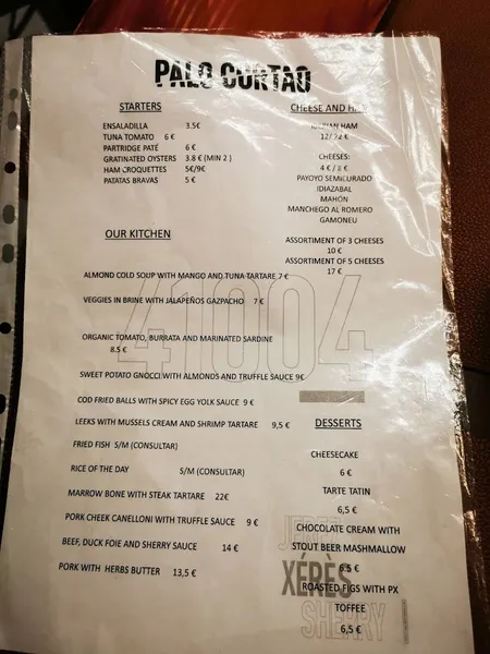menu 1 of Restaurante Palo Cortao
