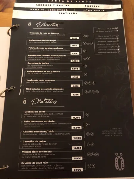 menu 1 of ÖUZÖ Barcelona