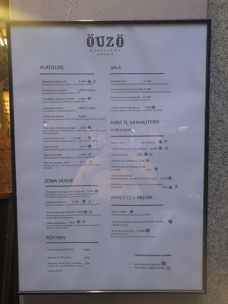 menu 2 of ÖUZÖ Barcelona