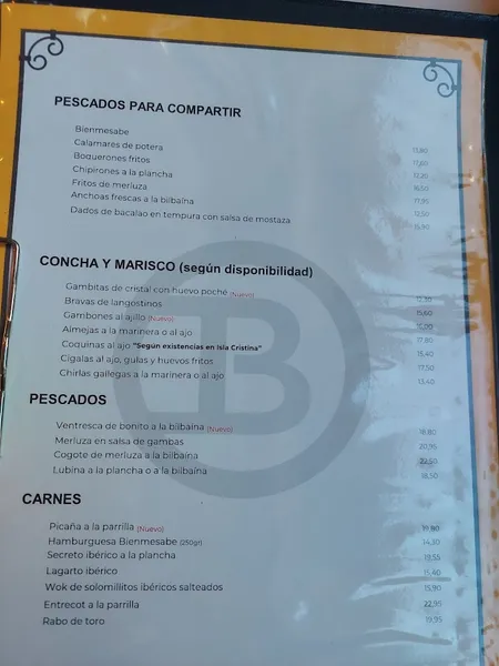 menu 2 of Bienmesabe Goya