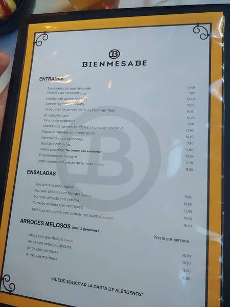 menu 1 of Bienmesabe Goya