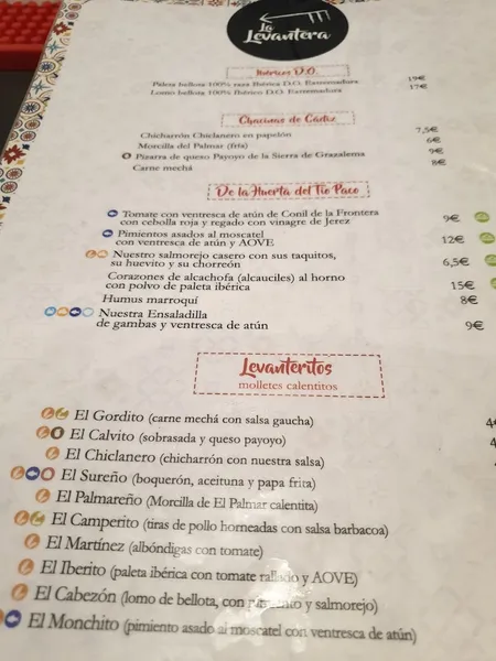menu 0 of La Levantera