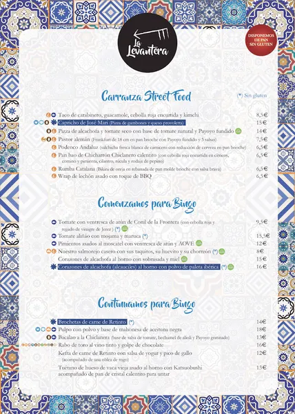 menu 1 of La Levantera