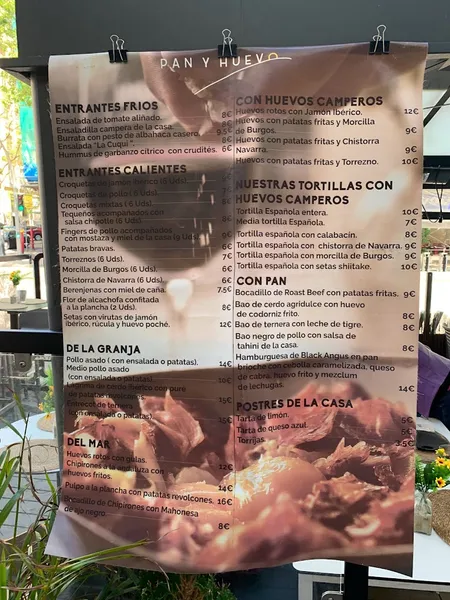 menu 2 of Pan y huevo Restaurante