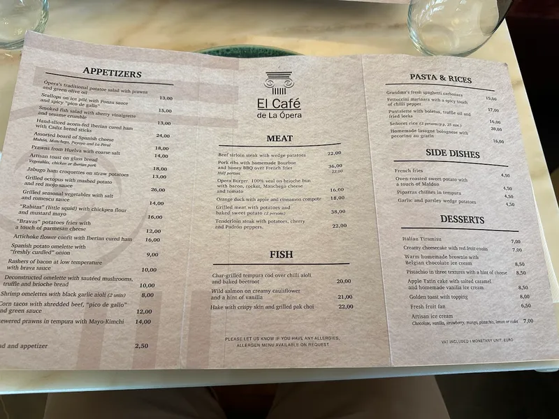 menu 2 of El Café de la Ópera