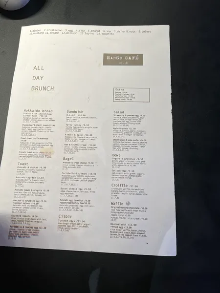menu 1 of HanSo Café 2