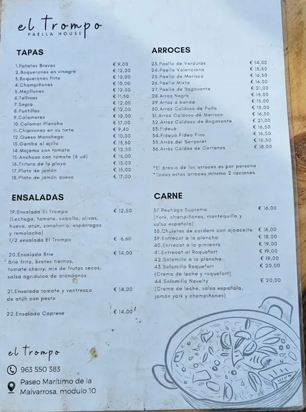 menu 0 of El Trompo