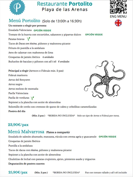 menu 0 of Portolito Playa