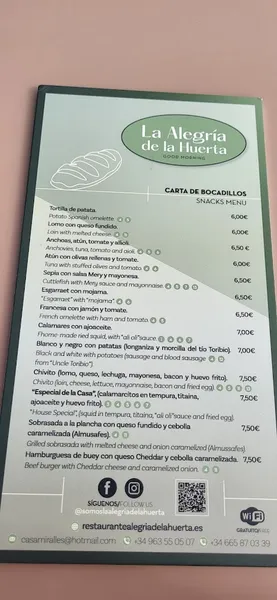 menu 0 of Restaurante La Alegría De La Huerta