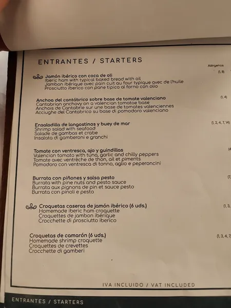 menu 0 of La Pepica