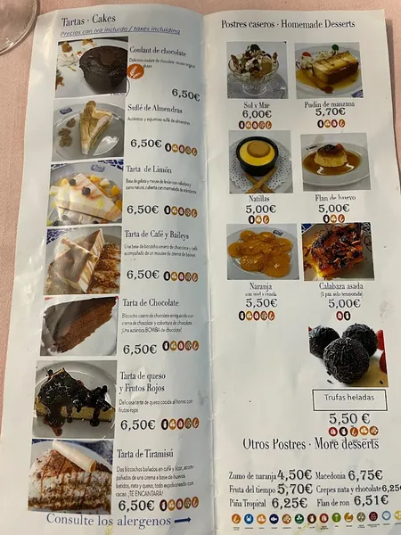 menu 1 of La Pepica