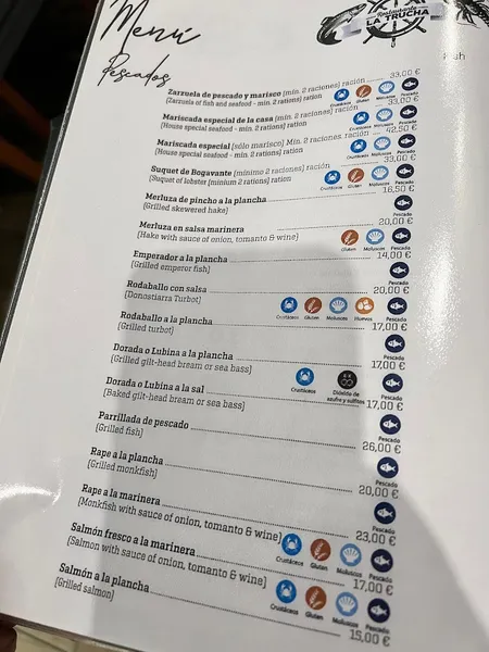 menu 2 of La Trucha