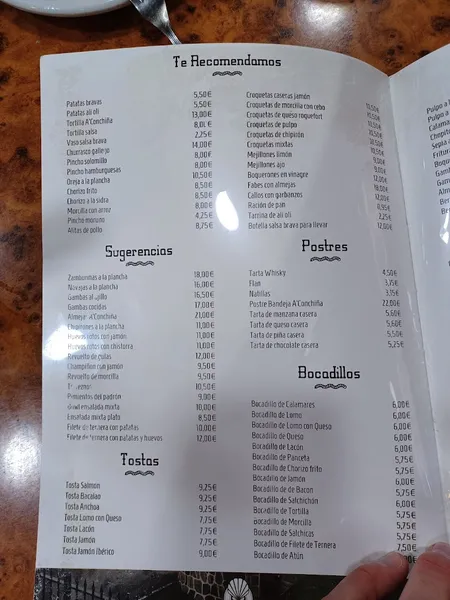 menu 0 of A'Conchiña