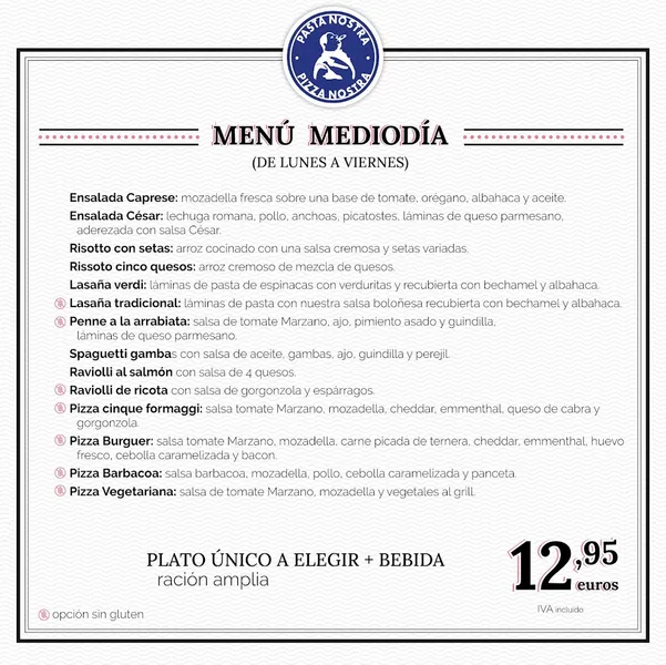menu 1 of Pasta Nostra Zaragoza