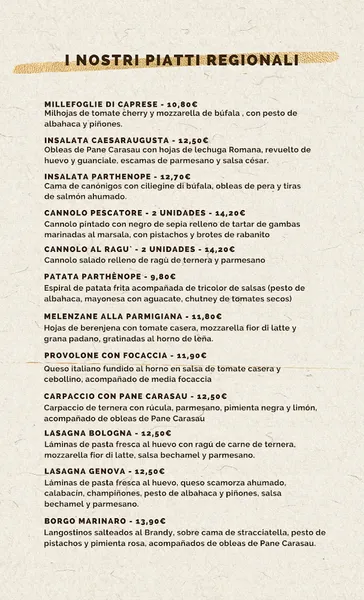 menu 1 of La Parthénope