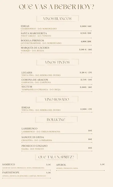 menu 2 of La Parthénope