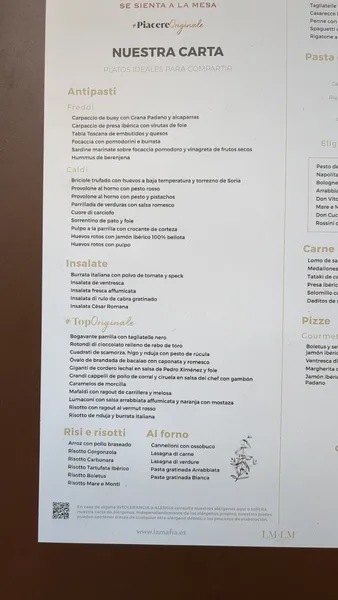 menu 1 of La Mafia se sienta a la mesa