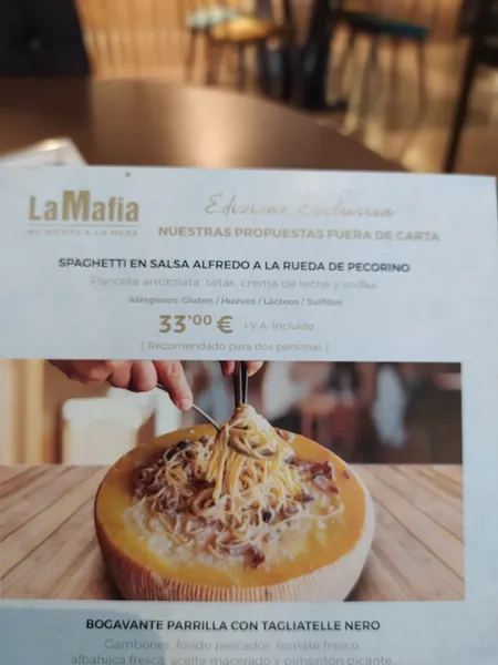menu 2 of La Mafia se sienta a la mesa