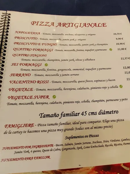 menu 0 of Restaurante Pizzería Mamma Mia