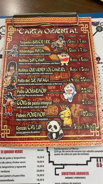menu 1 of La Fábrica 246