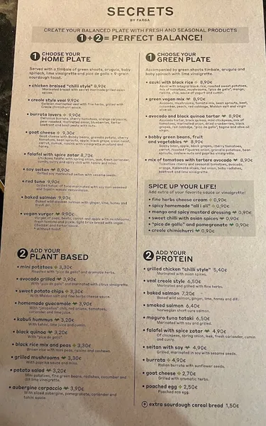 menu 0 of Secrets Pau Claris