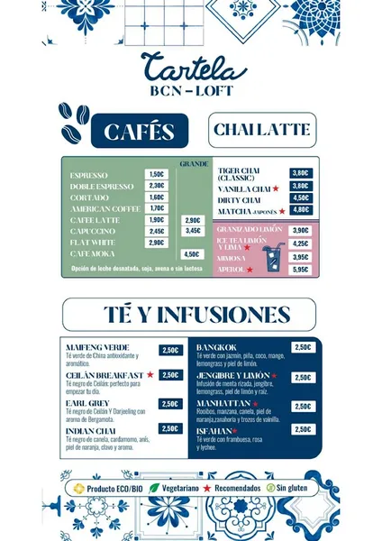 menu 0 of Tartela BCN