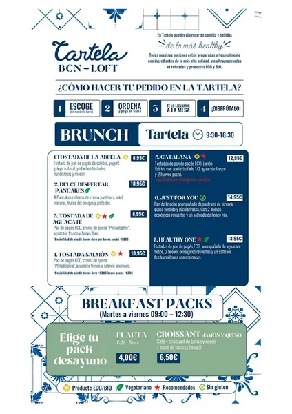 menu 1 of Tartela BCN