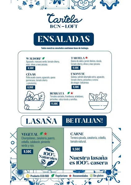 menu 2 of Tartela BCN