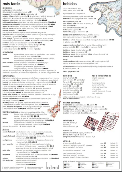 menu 0 of Federal Cafe Poblenou