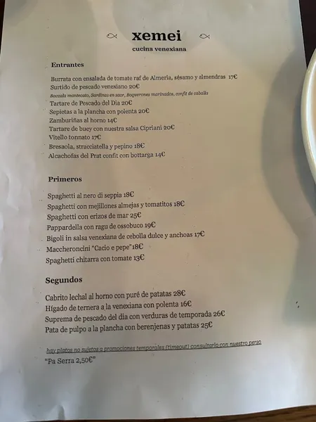 menu 2 of Xemei