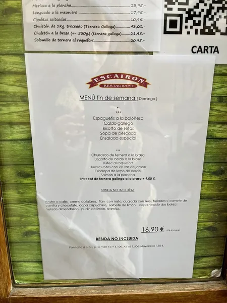 menu 0 of Restaurante Escairon