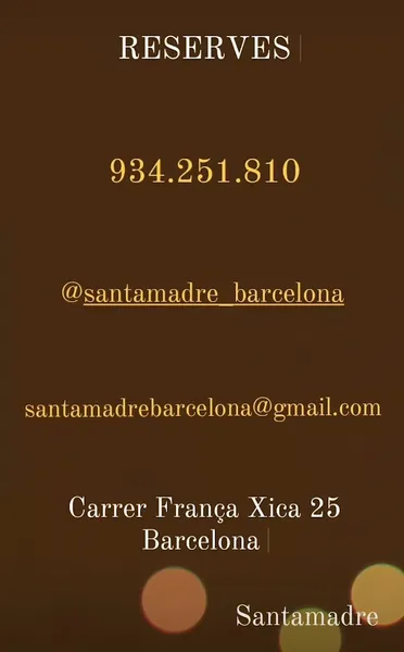 menu 1 of Santamadre Restaurant de tapes. Carns, peix i marisc