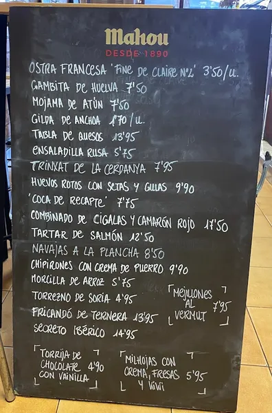 menu 2 of Santamadre Restaurant de tapes. Carns, peix i marisc