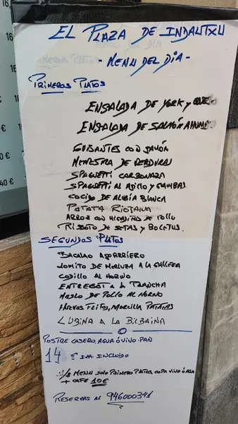 menu 2 of El plaza de indautxu