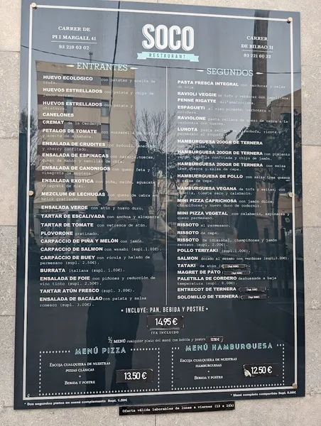 menu 1 of SOCO Poblenou
