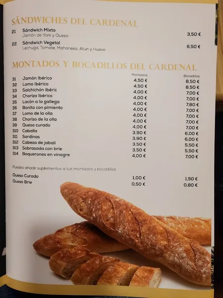 menu 1 of La Taberna del Cardenal