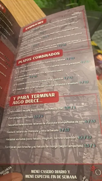 menu 2 of Laprospe terraza-gastrobar