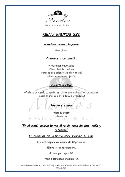 menu 0 of Restaurante & Bar Marcelo´s