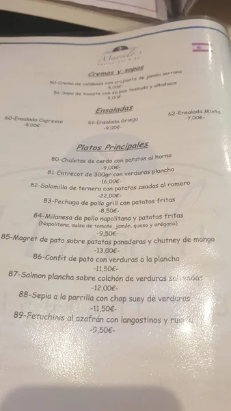 menu 1 of Restaurante & Bar Marcelo´s