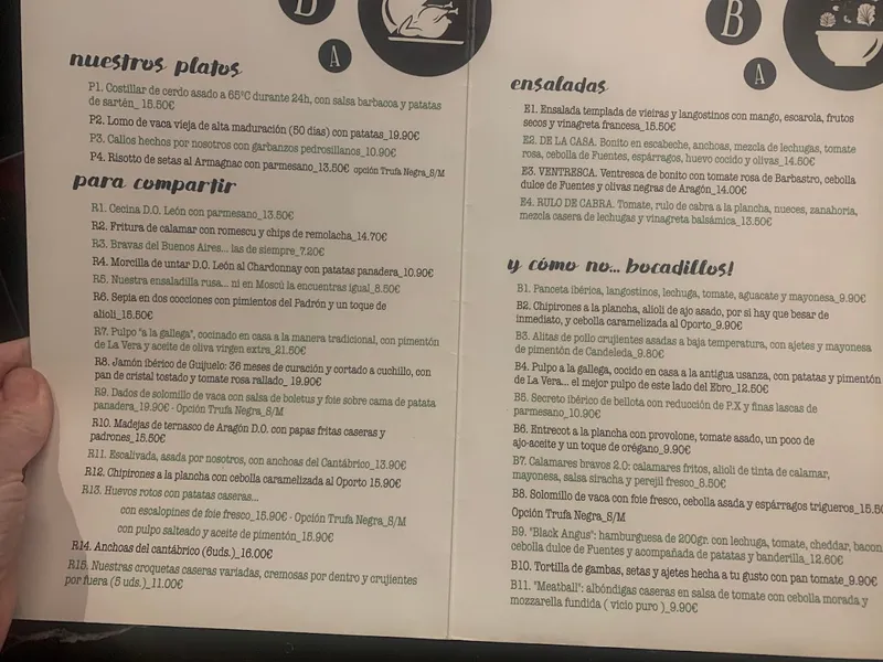 menu 1 of Buenos Aires Actur