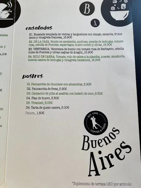 menu 2 of Buenos Aires Actur