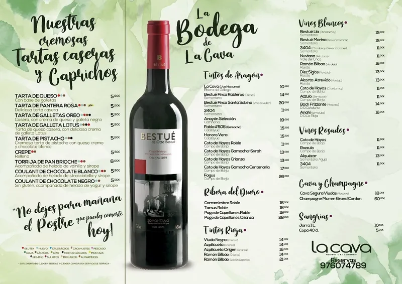 menu 0 of Bar La Cava