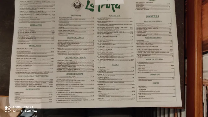 menu 1 of LA TRUFA -