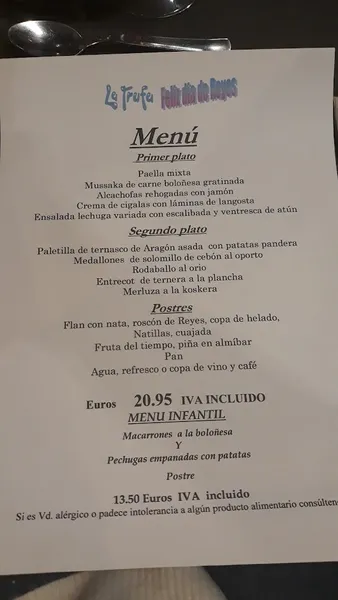 menu 2 of LA TRUFA -
