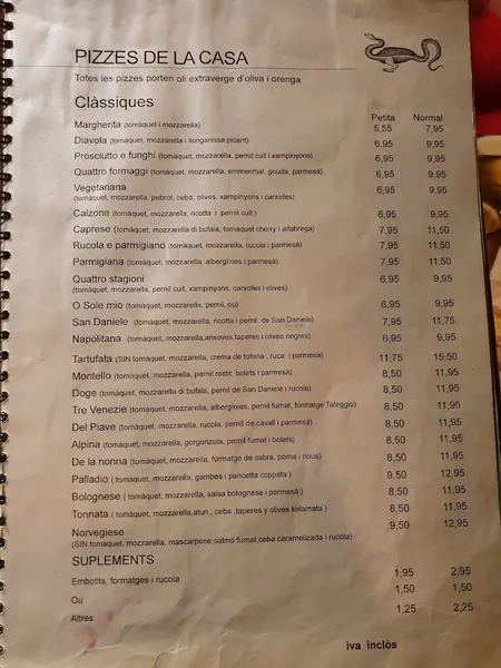 menu 1 of Il Mercante di Venezia