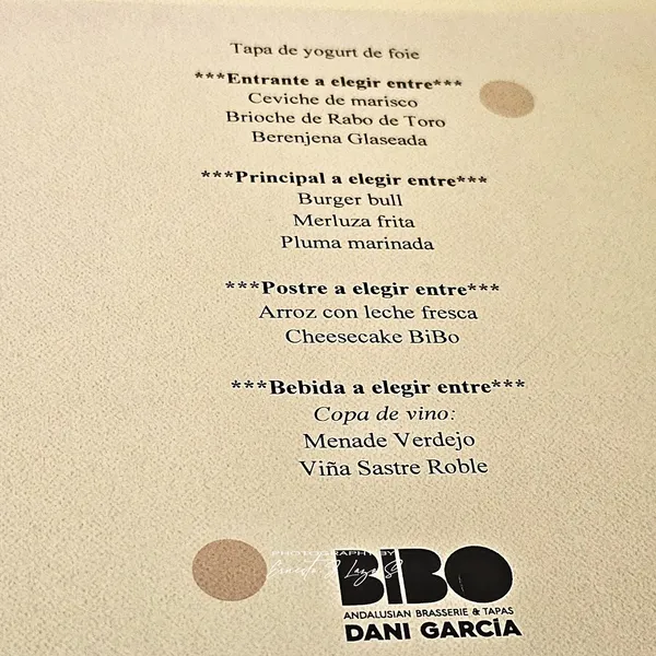 menu 0 of BiBo Madrid by Dani García